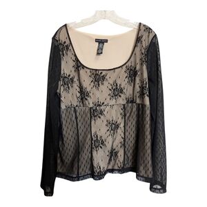Black Lace Long Sleeve Shirt Babydoll Y2k Gothic Witchy Blouse